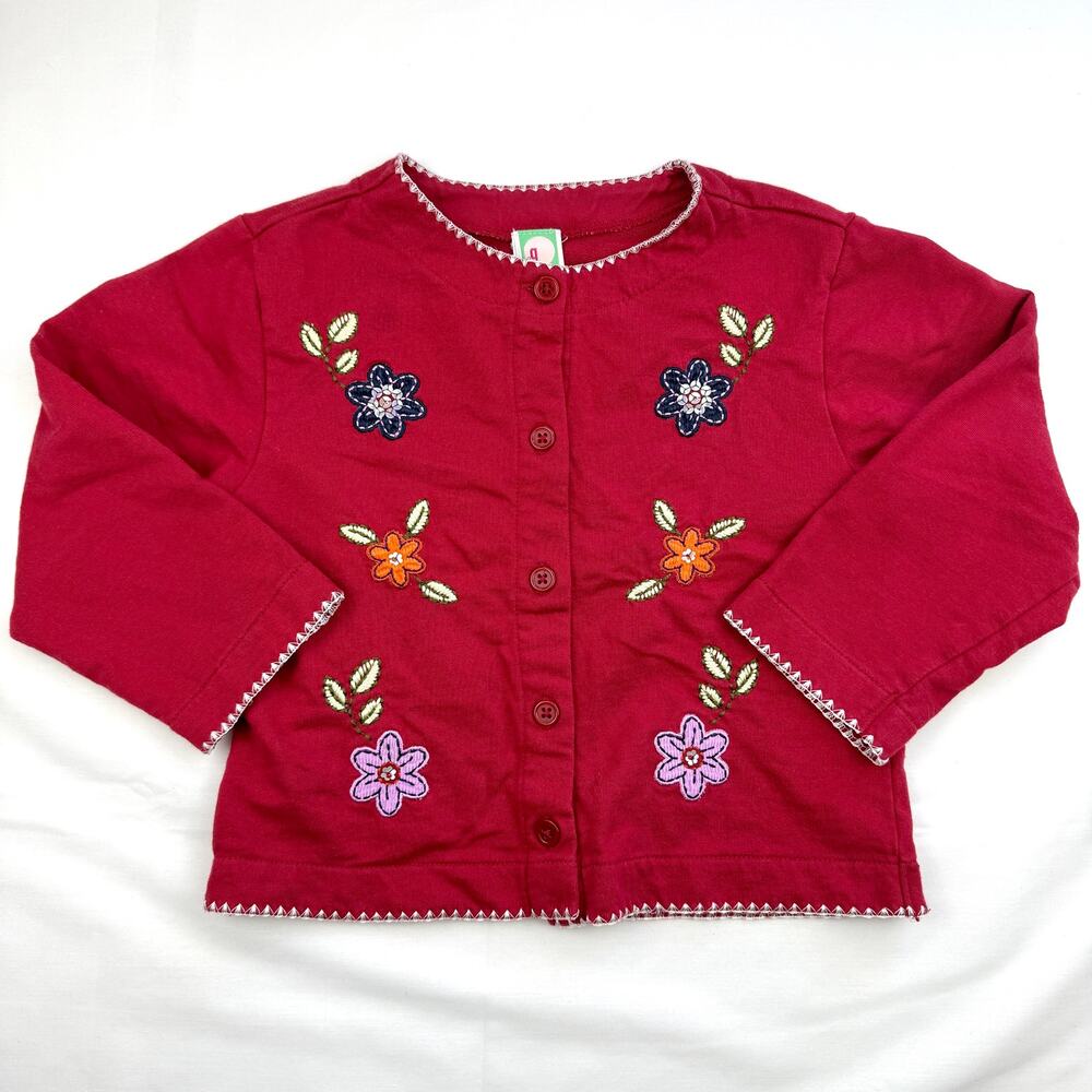 Vintage 2001 Gymboree Mad About Plaid Floral Cardigan Sweater Girls 4 Cottage